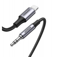 Кабель UGREEN US315 Lightning to 3.5mm Aux Cable Aluminum Shell with Braided 1m (Black)(UGR-70509)