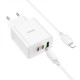 Мережевий зарядний пристрій HOCO C126A Pure power PD40W three-port(2C1A) charger set(C to iP) White Код товара: 420467-14