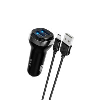 Автомобільний зарядний пристрій HOCO Z40 Superior dual port car charger set(Micro) Black Код: 405377-14