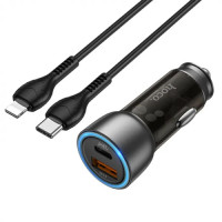 Автомобільний зарядний пристрій HOCO NZ8 Sprinter 43W dual port PD25W+QC3.0 car charger set(C to iP) Brown Код: 405458-14