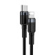 Кабель Baseus Cafule Cable Type-C to iP PD 18W 1m Gray+Black Код: 452118-14