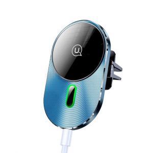 Тримач для мобільного Usams US-CD170 Magnetic Car Wireless Charging Phone Holder (Air Vent) 15W (With Magnetic Ring) Grey Код: 415908-14