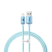 Кабель Baseus Crystal Shine Series Fast Charging Data Cable USB to iP 2.4A 1.2m Sky Blue Код: 457088-14