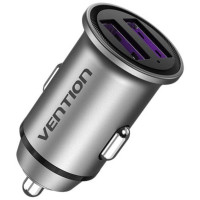 Автомобільний зарядний пристрій Vention Two-Port USB A+A(30/30) Car Charger Gray Mini Style Aluminium Alloy Type (FFEH0) Код: 411849-14