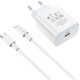 Мережевий зарядний пристрій BOROFONE BA38A Plus Speedy PD20W charger set (Type-C to Lightning) White Код: 421249-14