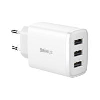 Мережевий зарядний пристрій Baseus Compact Charger 3U 17W EU White Код: 405179-14