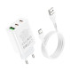 Мережевий зарядний пристрій HOCO C99A PD20W+QC3.0 three-port(2C1A) charger set(Type-C) White Код: 405539-14