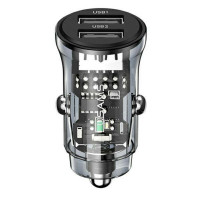 АЗП Usams US-CC162 C31 15W Transparent Dual USB A+A Mini Car Charger Код: 405309-14