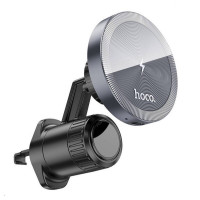 Тримач для мобільного з БЗП HOCO HW6 Vision metal magnetic wireless fast charging car holder(air outlet) Black