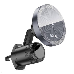 Тримач для мобільного з БЗП HOCO HW6 Vision metal magnetic wireless fast charging car holder(air outlet) Black Код: 423139-14