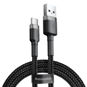 Кабель Baseus Cafule Cable USB For Type-C 3A 0.5m Gray+Black Код: 454829-14