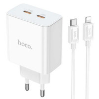 Мережевий зарядний пристрій HOCO C108A Leader PD35W dual port(2C) charger set(C to iP) White Код: 405529-14