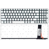 Клавиатура для ноутбука Asus (N550) с подсветкой (Light), Silver, (No Frame) RU/EN