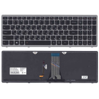 Клавіатура для ноутбука Lenovo IdeaPad (G505S, Z510) з підсвічуванням (Light), Black, (Silver Frame), RU