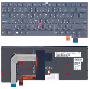 Кдавіатура для ноутбука Lenovo Thinkpad T460S с подсветкой (Light), с указателем (Point Stick), короткий шлейф (Short Trail), Black, (No Frame), RU