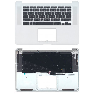 Клавиатура для ноутбука Apple MacBook Pro (A1398) Черное, (Silver TopCase), RU (горизонтальный энтер)