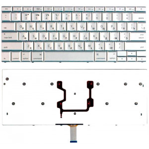 Клавіатура для ноутбука Apple MacBook 15.4" (A1260) Silver, (No Frame), RU (горизонтальний ентер)