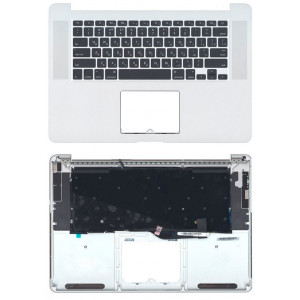 Клавіатура для ноутбука Apple MacBook Pro (A1398) Black, (Silver TopCase), RU (горизонтальний ентер)