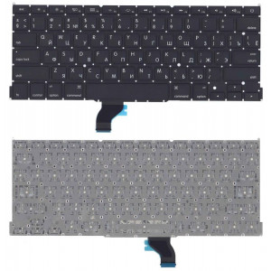 Клавиатура для ноутбука Apple MacBook Pro 13" Retina A1502 (2013, 2014, 2015 года) с подсветкой (Light) Black, (No Frame), RU (горизонтальный энтер)