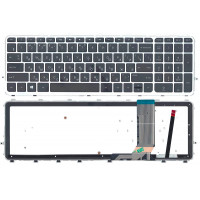 Кдавіатура для ноутбука HP Envy (15-j000, Envy 15T-J, Envy 15Z-J, Envy 17-J, Envy 17T-J) с подсветкой (Light) Black, (Silver Frame) RU