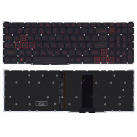 Клавиатура для ноутбука Acer Nitro 5 (AN517-41) с подсветкой (Light), Black, (узкий шлейф, красные буквы), RU