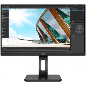 TFT 23.8" AOC 24P2C, IPS, 75Гц, DP, HDMI, USB хаб, HAS, Pivot, колонки, чорний