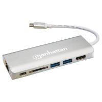 Док-станція USB3.1 Type-C -> HDMI/USB 3.0x2/RJ45/SD/PD 60W Hub 7-in-1 Manhattan