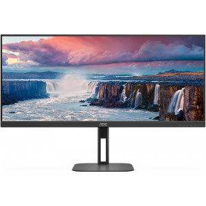 TFT 34" AOC U34V5C/BK, WQHD, VA, 100Гц, 1мс, HDMI, DP, USB-C, USB-hub, HAS, колонки, чорний