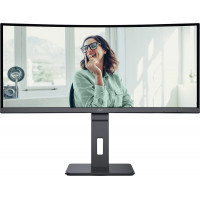 TFT 34" AOC CU34P3CV, WQHD,VA, 100Hz, вигнутий, HDMI, DP, USB-С, RJ-45, USB-hub, HAS, кол, чорний