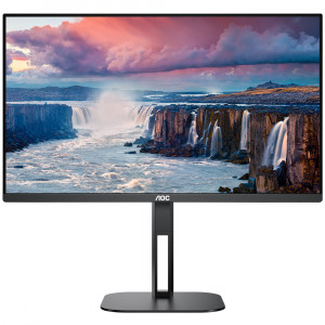 TFT 27" AOC Q27V5C/BK, QHD, IPS, 75Гц, 1 мс, HDMI, DP, USB-C, USB-hub, HAS, Pivot, колонки, чорний