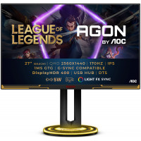 TFT 27" AOC AGON AG275QXL, QHD, IPS, 170Гц, 1мс, 2x HDMI, 2x DP, USB-hub, HAS, Pivot, колонки