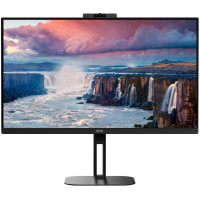 TFT 27" AOC Q27V5CW/BK, QHD, IPS, 75Гц, 1 мс, HDMI, DP, USB-C, USB-hub, HAS, Pivot, webcam, колонки