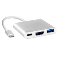 Док-станція USB3.1 Type-C -> HDMI/USB3.0/Type-C (F), кабель 0.1м, OEM