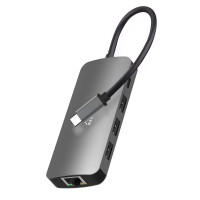 Док-станція USB3.1 Type-C -> HDMI/USB 3.0x3/RJ45/SD/MicroSD/PD 100W Hub Pro 8-in-1 Media-Tech