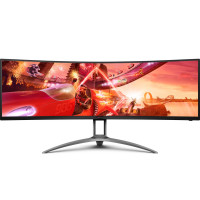 TFT 49" AOC AG493UCX2, VA, 5120x1440, 165Гц, вигн., HDMIx3, DP, USB-C, USB-hub, HAS, кол, чорний