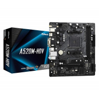 ASRock A520M-HDV (AM4/A520, 2*DDR4, PCIex16, D-Sub/DVI-D/HDMI, 4xSATAІІІ, M.2, GLan, 8ch, mATX)