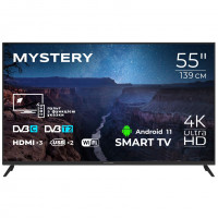 TV 55 Mystery MTV-5560UDT2 4K/Android 11/DVB-T2/2xUSB 2.0/3хHDMI/CI-слот/Wi-Fi/Черное