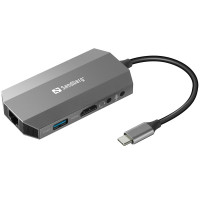 Док-станція USB3.1 Type-C -> HDMI/USB 3.0x2/RJ45/SD/TF/PD 100W 6in1 Sandberg