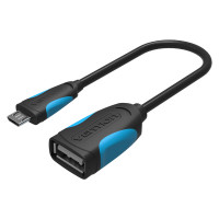 Кабель Vention OTG USB2.0 AF - microUSB BM, 0.25 m, Черное (VAS-A07-B025)