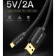 Кабель Vention USB-A 2.0 - microUSB B, 1 m, 2А, Черное (CADBF)