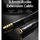 Кабель Vention Audio 3.5 mm M - 3.5 mm F, 1 m, Black, 3 pin (VAB-B06-B100-M)