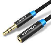 Кабель Vention Audio 3.5 mm M - 3.5 mm F, 1 m, Черное, 3 pin (VAB-B06-B100-M)