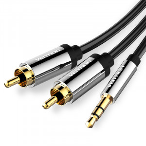 Кабель Vention AUX 3.5 mm M - 2xRCA M, 0.5 m, Черное (BCFBD)