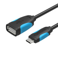 Кабель Vention USB 3.1 Type-C - OTG USB2.0 AF, 0.1 m, Черное (VAS-A50-B010)