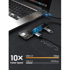 USB-хаб Cabletime USB C/A - 4 Port USB 3.0, 5Gbps, 0.15 cm (CB05B)