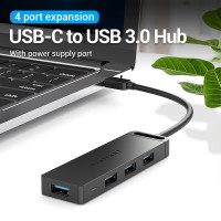 USB-хаб Vention 4-Port з micro USB живленням 0.15M Черное(TGKBB)