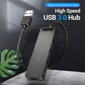 USB-хаб Vention 4-Port з micro USB живленням 0.15M Черное(CHLBB)