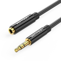 Кабель Vention Audio 3.5 mm M - 3.5 mm F, 1.5 m, Черное, 3 pin (BBZBG)