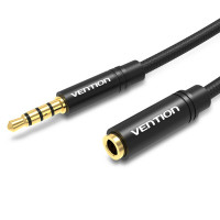 Кабель Vention Audio 3.5 мм 1 м Черное Metal Type, 4 pin, з підтримкою мікрофона, стерео (BHBBF)