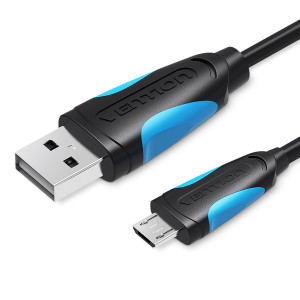 Кабель Vention USB-A 2.0 - microUSB B, 1 m, 2А, Черное (VAS-A04-B100-N)